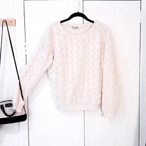 Ivory Fuzzy Teddy Bear Pullover Sweater